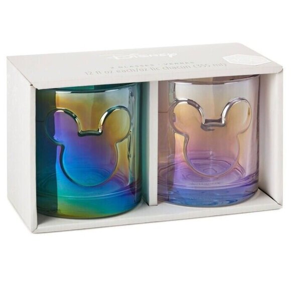 Disney Mickey Ears Glasses, Set Of 2, NEW In Box, 100 Years Hallmark Iridescent - Picture 1 of 2